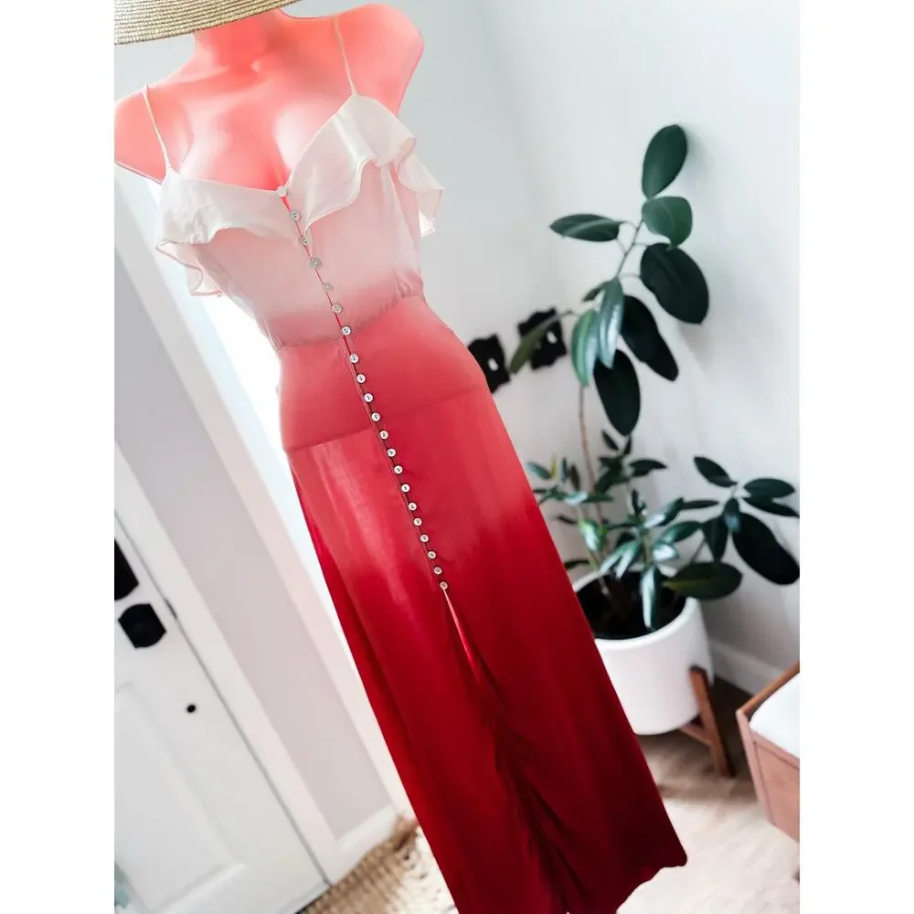 Whispers of Sunset Glow of Firelight ombré open back button front maxi dress - Picture 5 of 7